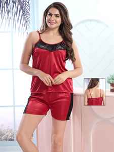 <b>Women's</b> Anti-Wrinkle Hot Pattern <b>satin</b> Shorts <b>pyjamas</b> - Product Image 2