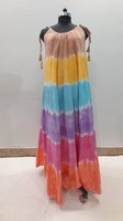 Gaun wanita kasual musim panas celup dasi tangan Rayon Crinkle panjang Maxi gaun standar produsen harga rendah dapat disesuaikan