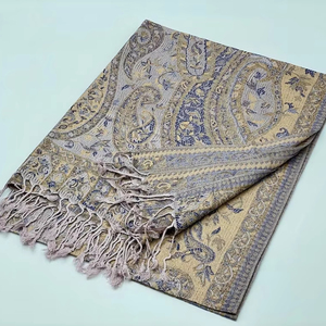Chal de lana de Invierno para mujer de calidad superior Pashmina larga de Cachemira bordado chal étnico indio en varios colores - Product Image 2