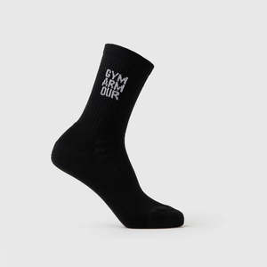 Chaussettes de sport montantes noires personnalisables, antibactériennes, respirantes, en fibre de bambou, imprimées, à cheville haute, pour l'automne, avec revers tricoté - Product Image 2