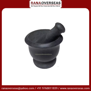 Mortier et pilon en stéatite noire pour broyeur d'herbes et d'épices au gingembre avec forme ronde au meilleur prix - Product Image 6