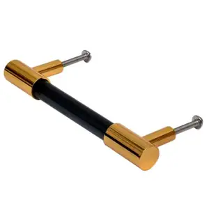 Handmade Wholesale Gold Black Glass Contemporary Style Small Cylinder Door Handle Home Decor Main Door Wardrobe Cabinet Pulls