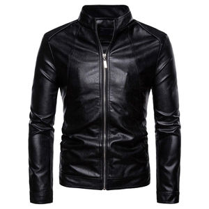 Promotion Veste en cuir ajustée pour hommes noir hiver OEM Service avant Logo haute qualité mode britannique - Product Image 2