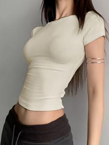 Nueva Camiseta Corta de Moda de Alta Calidad al por Mayor para Mujer, Camiseta Corta Informal de Manga Corta, Algodón Suave, Moda de Verano, Ropa Urbana - Product Image 4