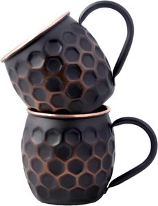 แก้วกาแฟมอสโกมิวล์ทำจากทองแดงแท้ทรงกระบอกสีดำ16ออนซ์ถ้วยสำหรับดื่มของขวัญครบรอบทองแดงแท้ - Product Image 2