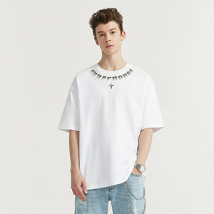 T-shirt pour homme STREETLAB, dégradé, broderie brosse à dents, col rond, manches courtes, style streetwear, jersey de coton 240G - Product Image 2