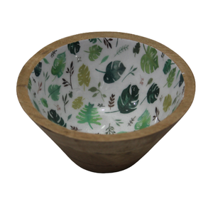 Nuevo artículo: Tazón de madera para servir con estampado de esmalte para uso en la cocina y para servir alimentos. - Product Image 3