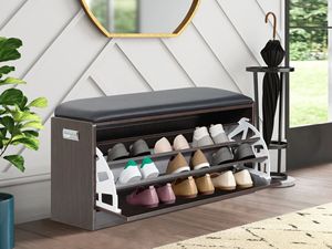 Rangement pour chaussures Rangement pour chaussures en bois de teck avec un simple siège souple moderne pour l'intérieur ou l'extérieur - Product Image 6