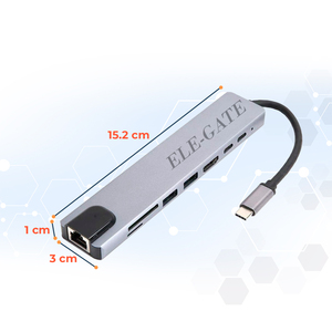 Hub USB 3.0 ad Alta Velocità con 8 Porte e Uscita Tipo C, Funzione Doppio Monitor, Trasferimento Dati, Realizzato in Lega di Alluminio, Disponibile - Product Image 4