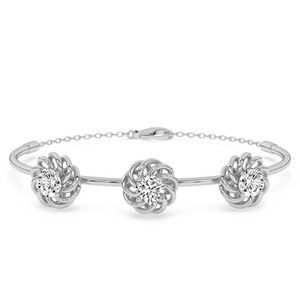 Bracelet ouvrable en or massif 14K avec diamant de laboratoire rond en spirale torsadée, 1 carat TW, élégant, pour un usage quotidien et superposé - Product Image 1