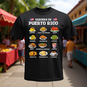 T-shirt Patrimonio di Porto Rico: Orgoglioso Boricua, Bandiera di Porto Rico, Cibo di Porto Rico - Abbigliamento Promozionale - Product Image 3