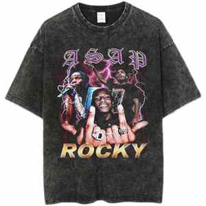 T-shirt col rond manches courtes en coton 100% lourd lavage à l'acide vintage pour hommes sérigraphie DTG/DTF - Product Image 1