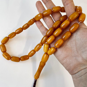 ลูกประคำอิสลามโบราณสีส้มอำพันทรงกระบอก - Product Image 6