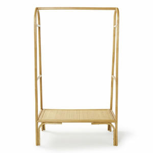 Room organizer rattan <b>clothes</b> hanging rack durable natural wicker clothing rail for home decor - Product Image 3
