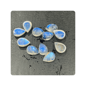AAA naturel bleu feu indien arc-en-ciel pierre de lune pierre précieuse Cabochon forme de poire 10x14mm Transparent Flashy traité thermiquement effet étoile - Product Image 5