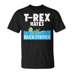 Camiseta de Natación con Gráfico de Dinosaurio 'T-Rex Hates Backstroke Swimming', Producto Promocional Premium - Product Image 1