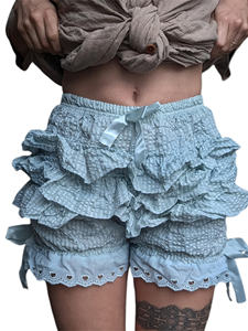 Summer Soft <b>Ruched</b> Ruffles High Waist Casual Wide Leg Loose Women <b>Shorts</b> in Bulk <b>Shorts</b> for Women/women's <b>Shorts</b> - Product Image 3