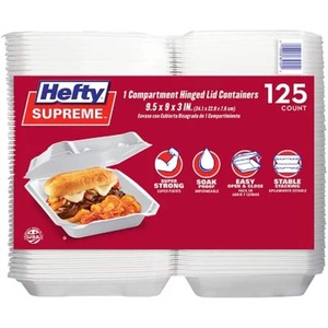 Contenedor con Tapa Abatible de Espuma Supreme Hefty, 1 Compartimento (125 Unidades) - Product Image 1