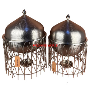 <b>Set</b> of Three Designer Hotpot Round Shape Handmade Decorative Casserole Classic Stylish Wholesale Metal Food Warmer - Product Image 3