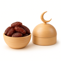 Vente chaude Pot de date en métal rouge cramoisi avec couvercle en croissant Coupe au laser Bol de fruits secs islamique pour l'Aïd Ramadan et les cadeaux de fête