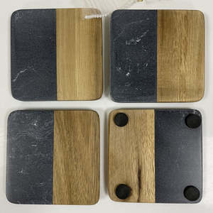 Handmade Wholesale decorative Natural wooden marble <b>coaster</b> wooden <b>coasters</b> <b>white</b> black wooden marble <b>coaster</b> - Product Image 3