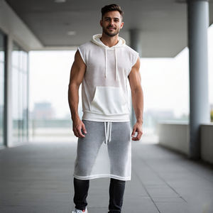 Sweat à capuche en résille sans manches pour homme léger à séchage rapide Design en maille d'été Sexy Sweat à capuche en résille pour garçon - Product Image 4