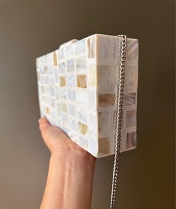Stylish Mother Of Pearl Inlay Designer <b>Clutch</b> Bag For Bride Vintage Look Mother Of Pearl Inlay <b>Clutch</b> Bag For Fashion - Product Image 2