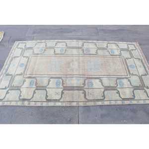 Alfombra Vintage, Alfombra de Lana Azul y Blanca de 3.8x6.5 pies - Product Image 4
