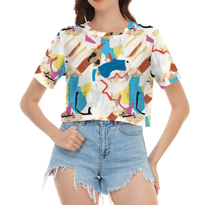 เสื้อยืดคอป180gs 95% สำหรับผู้หญิง100% คอตตอนคอกลมธรรมดาคอกลมเสื้อครอปออกแบบได้ตามต้องการ - Product Image 6