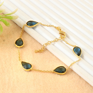 Waterproof 18K Gold Plated Brass Cuff <b>Bracelet</b> Cute Customizable Tarnish-Free Hydro <b>Stone</b> Heart Shape Unisex Trendy Gift Party - Product Image 2