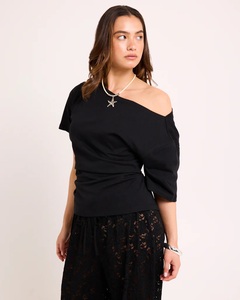 เสื้อยืดผู้หญิงแขนสั้นพิมพ์ลายสไตล์สตรีทแวร์ทรงหลวมใส่สบายเป็นมิตรกับสิ่งแวดล้อมสำหรับฤดูร้อน - Product Image 4