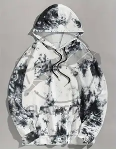 Grosir Pabrik kustom hoodie desain terbaru pria Hoodie dasi rendah MOQ dasi Die hoodie dalam stok