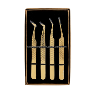 Greffe de Cils Maquillage Professionnel Faux Cils Pince À Épiler En Acier Inoxydable Haute Précision Plein Or Cils Outils Ensemble - Product Image 3