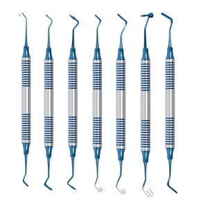 Kit d'instruments de remplissage composites 6 pièces équipement dentaire manuel pour le remplissage et le nettoyage des dents Instruments de nettoyage de couleur or - Product Image 2