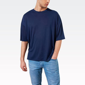 เสื้อยืดผ้าฝ้าย100% 220gsm ลายเรียบสำหรับผู้ชายเสื้อยืดสตรีทโอเวอร์ไซส์ความยาวออกแบบตามสั่ง - Product Image 4