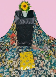 Nouvelle arrivée, robe en tissu de chiffon à motif floral exclusif somalien Fransawi Dirac Jacquard Slub pour filles - Product Image 3