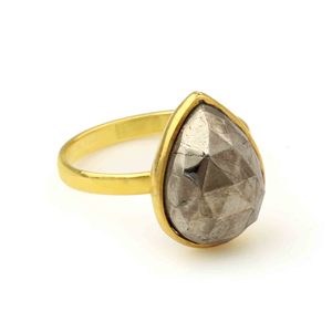 RJR0072 pirita piedra preciosa Natural joyería a granel 12x16mm pera genuina eternidad Vermeil mujeres plata esterlina 925 anillo de dedo de boda - Product Image 2