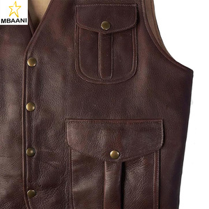 Chaleco de Motociclista Estilo Vintage Premium para Hombre - Chaleco de Cuero Casual con Cuello en V y Botones para Hombre - Product Image 4