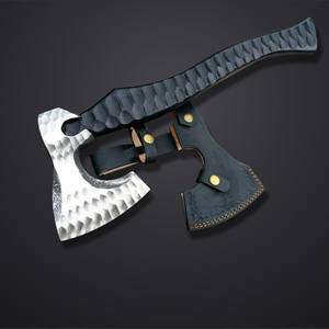 Hacha Vikinga de Acero al Carbono Forjada a Mano con Mango de Madera y Funda de Cuero, Grado Industrial, Personalizada OEM para Trabajos en Madera - Product Image 1