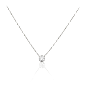 Collar solitario con bisel de diamante cultivado en laboratorio VVS de corte redondo de 0,50 quilates certificado IGI personalizado para mujer, joyería minimalista fina - Product Image 2