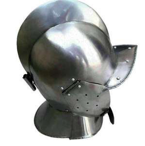 18GA Medieval Knight European Cara Cerrada Burgonet Armor Casco Plateado Para Cosplay Y Halloween Nights - Product Image 3