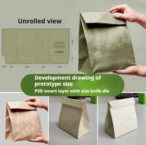 ถุงกระดาษพิมพ์โลโก้แบบกำหนดเองขายส่ง เป็นมิตรกับสิ่งแวดล้อม รีไซเคิลได้ สำหรับบรรจุภัณฑ์อาหารแบบนำกลับบ้าน ถุงช้อปปิ้งคราฟท์ - Product Image 2