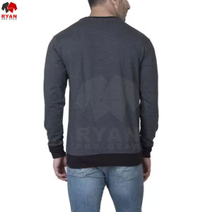 Sweat-shirts d'hiver de service OEM Dernier design Couleur unie Basics Coton mélangé Polaire à manches longues Col rond Hommes Logo personnalisé - Product Image 2