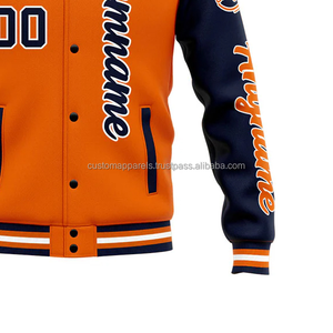 Veste universitaire Letterman MCACVJ-155 personnalisée laine et cuir avec col montant et broderie OEM avant pour marque promotionnelle - Product Image 6