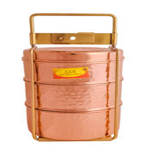 Merveilleux Design Cuivre Tiffin Boîte avec Quatre Compartiments Pique-Nique Lunch Box Poignée-Vente en Gros - Product Image 2