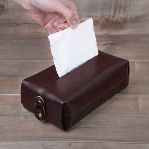 Cubierta de Cuero para Caja de Pañuelos, Decoración de Escritorio, Porta Servilletas Minimalista, Organizador de Pañuelos para Auto, Dormitorio, Oficina en Casa - Product Image 4