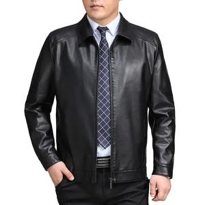 Chaqueta de Cuero Genuino con Cuello Camisero para Hombre, Estilo Urbano, Impermeable, Cortavientos, para Invierno, Estilo Motociclista, Informal - Product Image 3