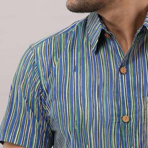 เสื้อเชิ้ตผู้ชายลายทางสีน้ำเงินลำลอง ผ้าฝ้าย 100% ป๊อปลิน ระบายอากาศได้ดี แขนยาว สำหรับฤดูใบไม้ร่วง รับผลิตแบบ ODM - Product Image 6