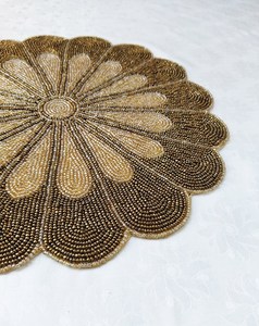 <b>Beaded</b> <b>Placemat</b> Handmade Round Charger for Luxury Dining & Holiday Decor Unique Piece Handmade <b>Beaded</b>, <b>Placemat</b>, Housewarming - Product Image 4