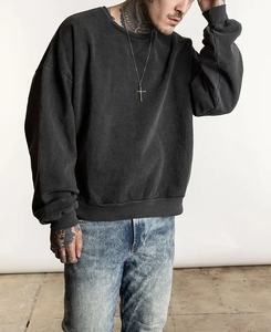 Sudadera de algodón de peso pesado personalizada OEM a medida para hombre, jersey de gran tamaño, cuello redondo, ropa informal bordada para el invierno, lo último - Product Image 2